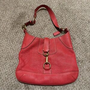 Vintage Coach Hampton Red Pebble Leather Shoulder Bag 2006 #10210